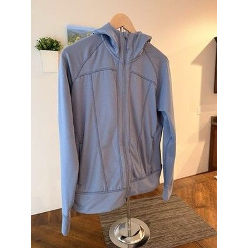 Eddie Bauer First Ascent Womens L Grid Fleece Full Zip Hooded Jacket Blue